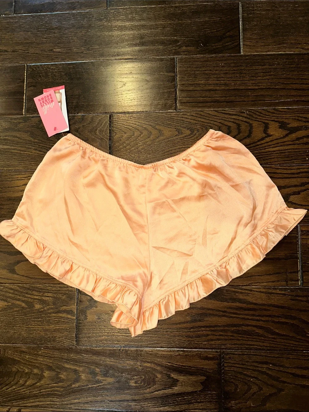 Milly Bobby brown Peach Ruffle Satin Sleep Shorts  size medium new with tags